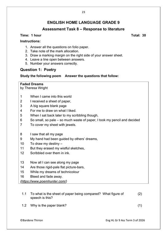 English Home Language Gr. 9 Assessment Task 2026 Term 3 - Image 4