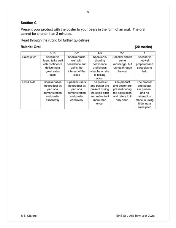 Economic and Management Sciences Gr. 7 Assessment Task 2026 Term 3 - Image 5