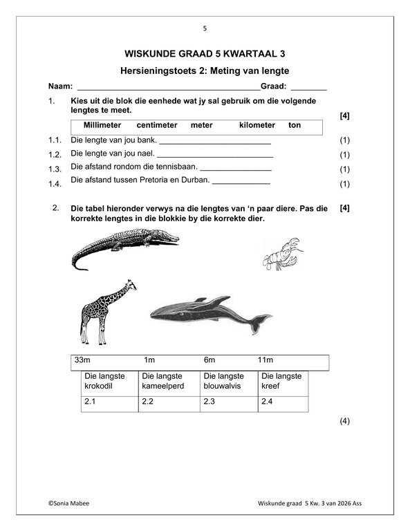 Wiskunde Gr. 5 Assesseringstaak 2026 Kwartaal 3 - Image 3
