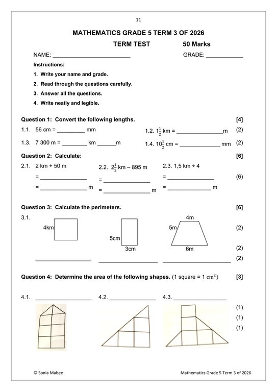 Mathematics Gr. 5 Assessment Task 2026 Term 3 - Image 4