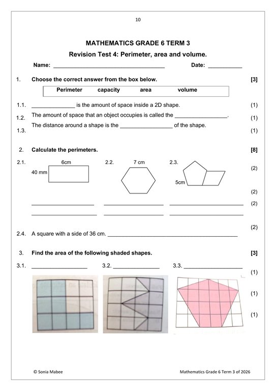 Mathematics Gr. 6 Assessment Task 2026 Term 3 - Image 3