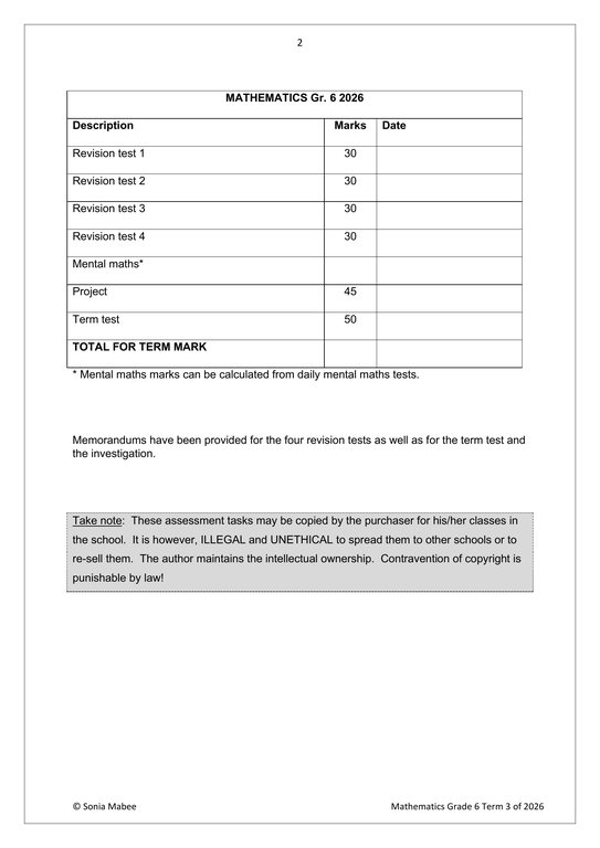 Mathematics Gr. 6 Assessment Task 2026 Term 3 - Image 2