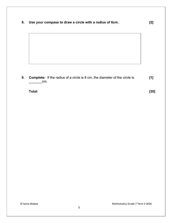 Mathematics Gr. 7 Assessment Task 2026 Term 3 - Image 3