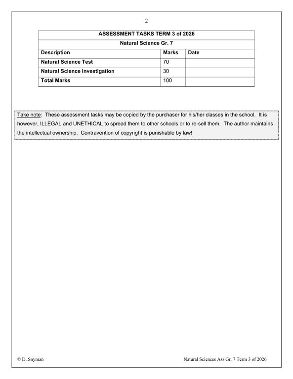 Natural Sciences Gr. 7 Assessment Task 2025 Term 3 - Image 2