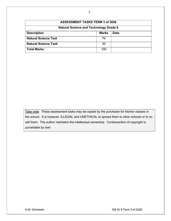 Natural Sciences Gr. 8 Assessment Task 2025 Term 3 - Image 2