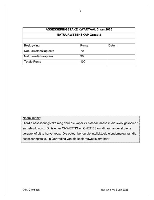 Natuurwetenskap Gr. 8 Assesseringstaak 2025 Kwartaal 3 - Image 2
