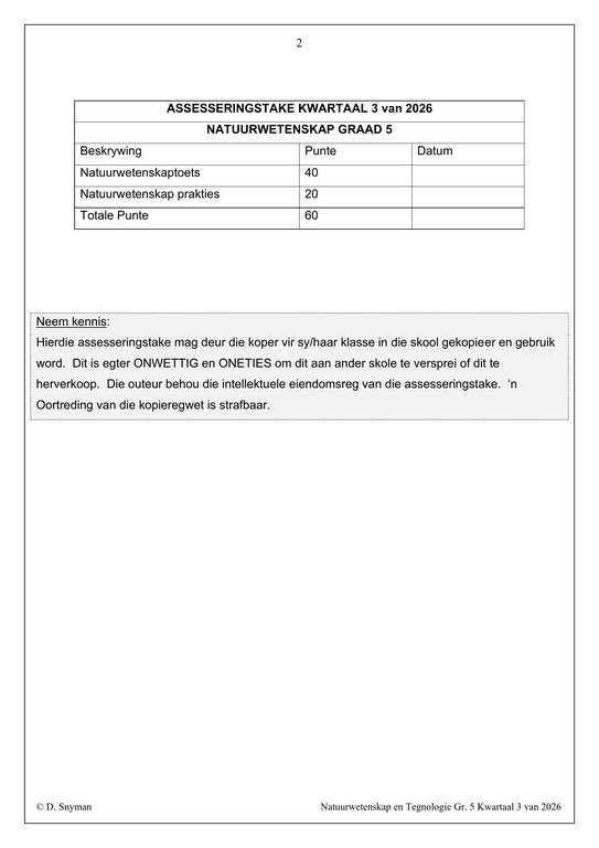 Natuurwetenskap en Tegnologie Gr. 5 Assesseringstaak 2026 Kwartaal 3 - Image 2