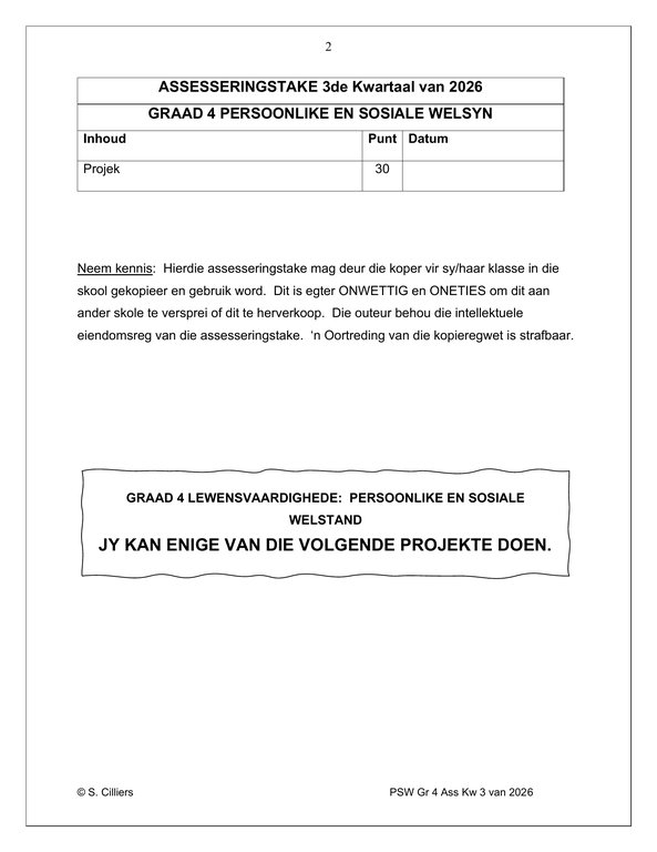 Lewensvaardighede (PSW) Gr. 4 Assesseringstaak 2026 Kwartaal 3 - Image 2