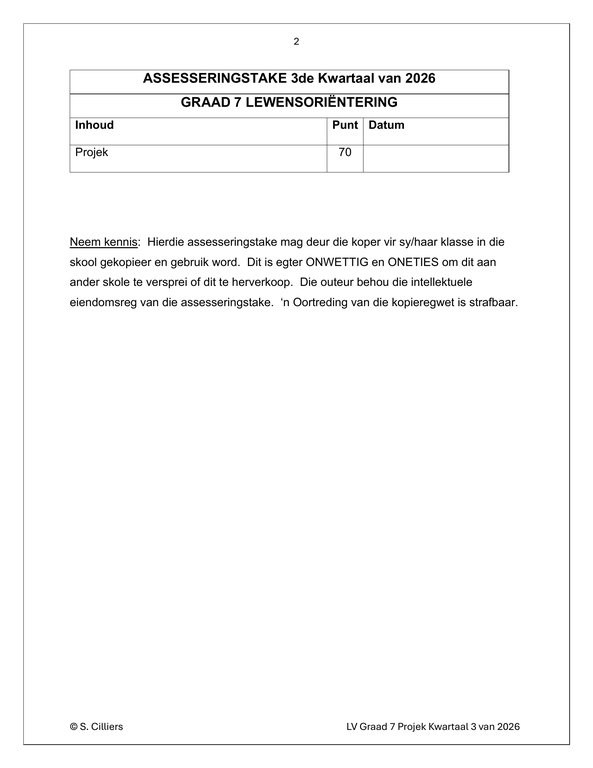 Lewensvaardighede (PSW) Gr. 7 Assesseringstaak 2026 Kwartaal 3 - Image 2