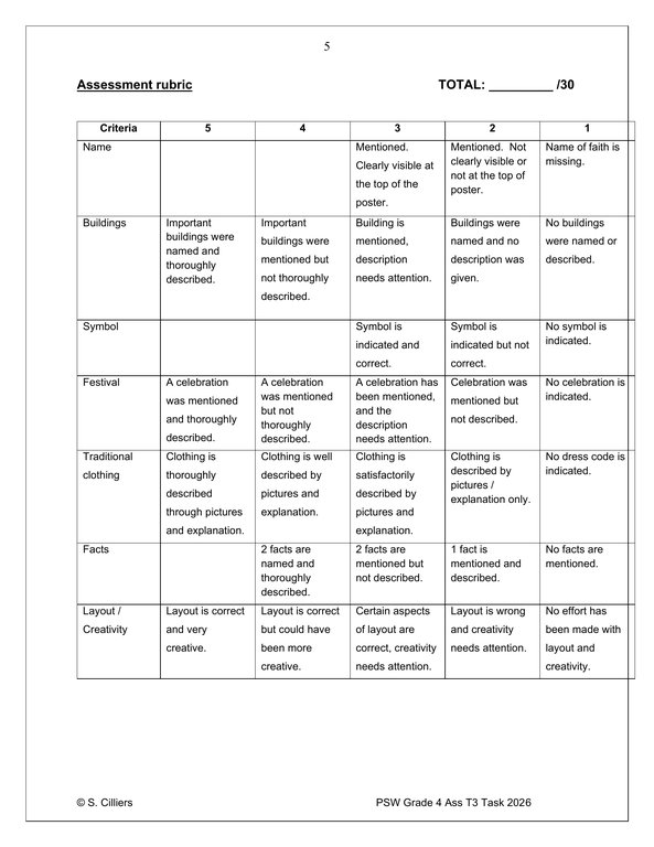 Life Skills (PSW) Gr. 4 Assessment Task 2026 Term 3 - Image 3