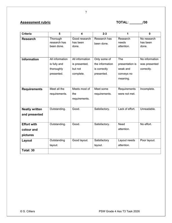 Life Skills (PSW) Gr. 4 Assessment Task 2026 Term 3 - Image 5