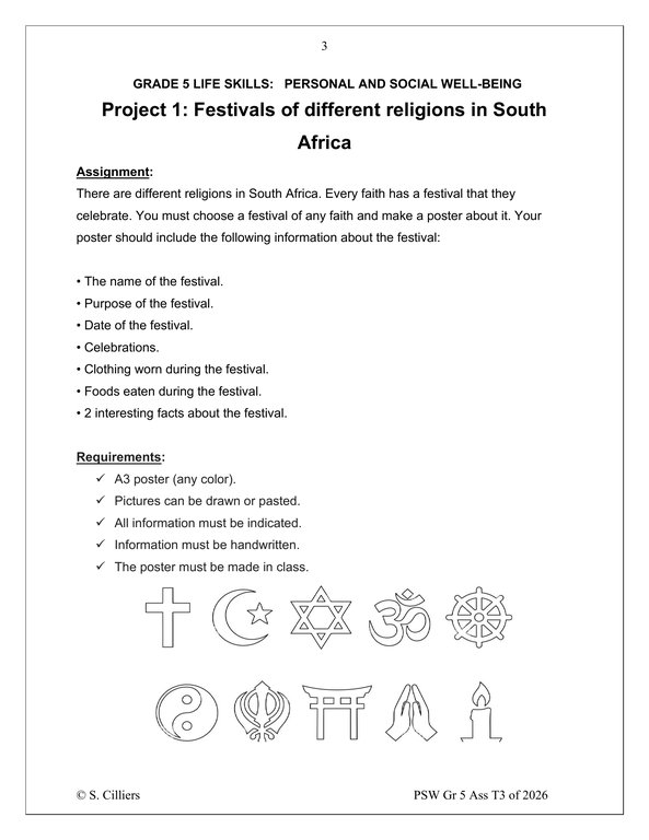 Life Skills (PSW) Gr. 5 Assessment Task 2026 Term 3 - Image 3