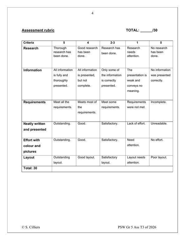 Life Skills (PSW) Gr. 5 Assessment Task 2026 Term 3 - Image 4