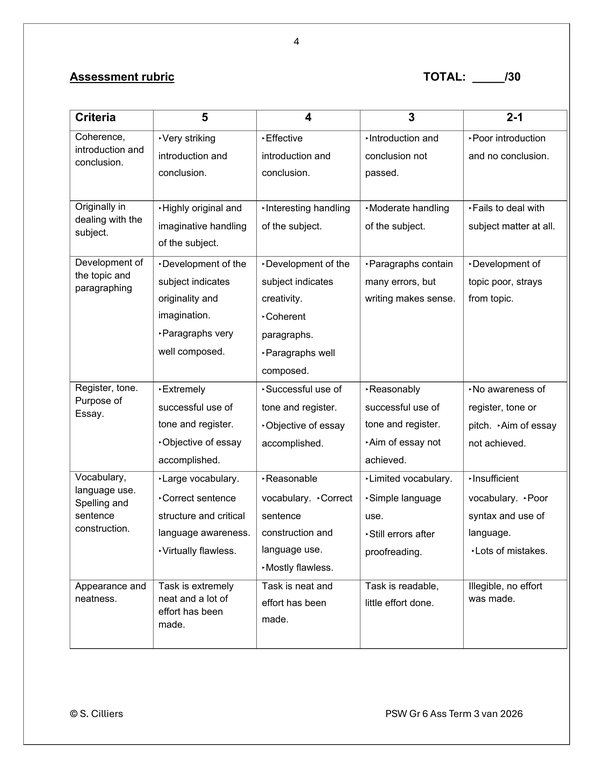 Life Skills (PSW) Gr. 6 Assessment Task 2026 Term 3 - Image 3