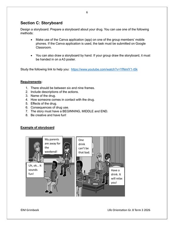 Life Skills (PSW) Gr. 8 Assessment Task 2026 Term 3 - Image 5