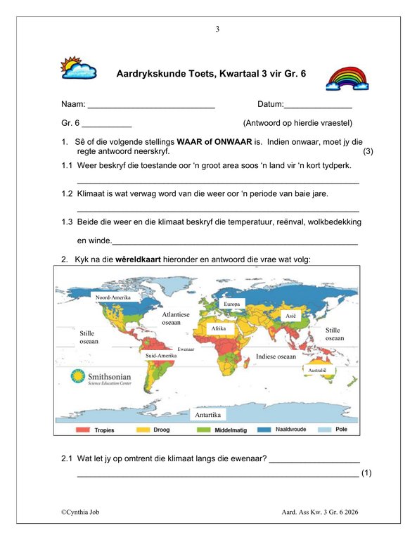Sosiale Wetenskap Aardrykskunde Gr. 6 Assesseringstaak 2026 Kwartaal 3 - Image 3