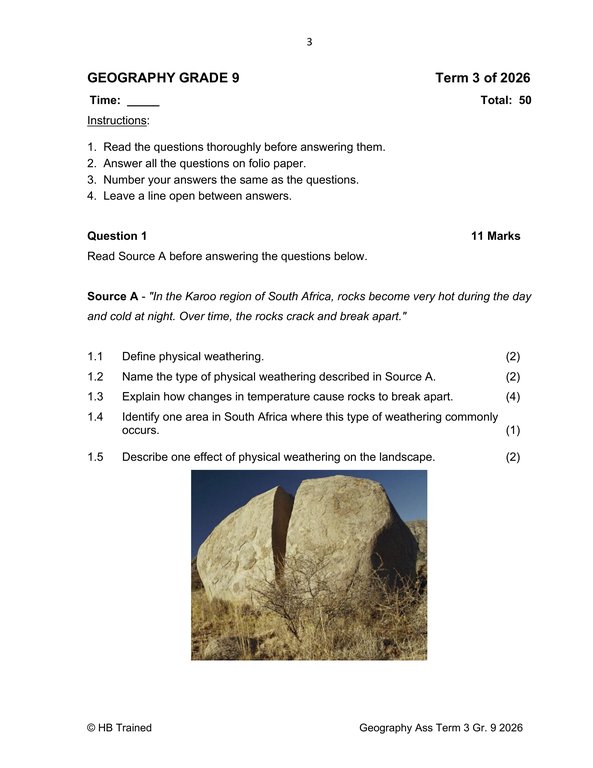 Social Sciences Geography Gr. 9 Assessment Task 2026 Term 3 - Image 3
