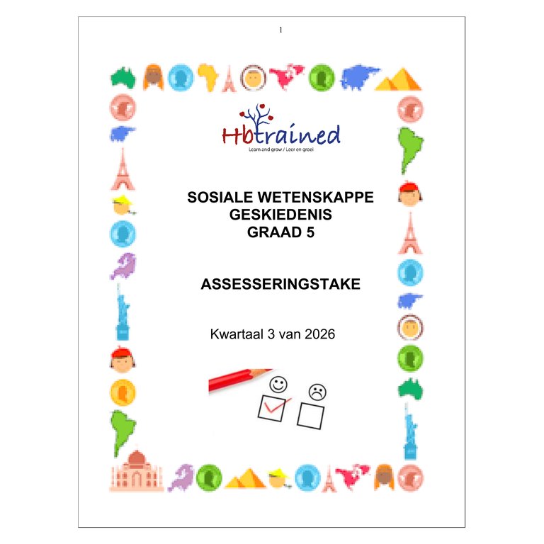 Sosiale Wetenskap Geskiedenis Gr. 5 Assesseringstaak 2026 Kwartaal 3