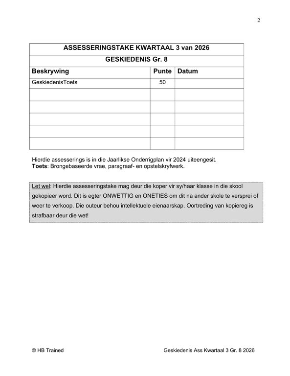 Sosiale Wetenskap Geskiedenis Gr. 8 Assesseringstaak 2026 Kwartaal 3 - Image 2