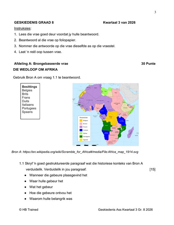 Sosiale Wetenskap Geskiedenis Gr. 8 Assesseringstaak 2026 Kwartaal 3 - Image 3