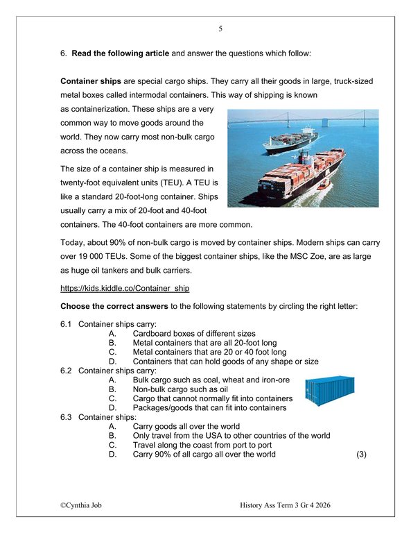 Social Sciences History Gr. 4 Assessment Task 2026 Term 3 - Image 4