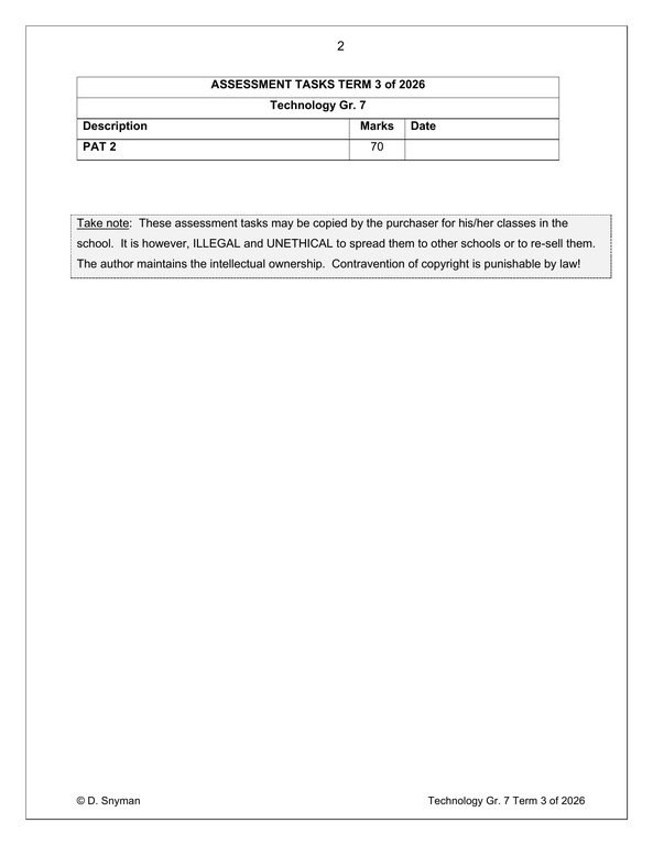Technology Gr. 7 Assessment Task 2026 Term 3 - Image 2