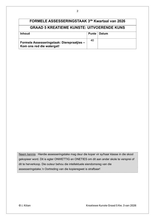 Dans Drama Musiek (DDM) Gr. 5 Assesseringstaak 2026 Kwartaal 3 - Image 2