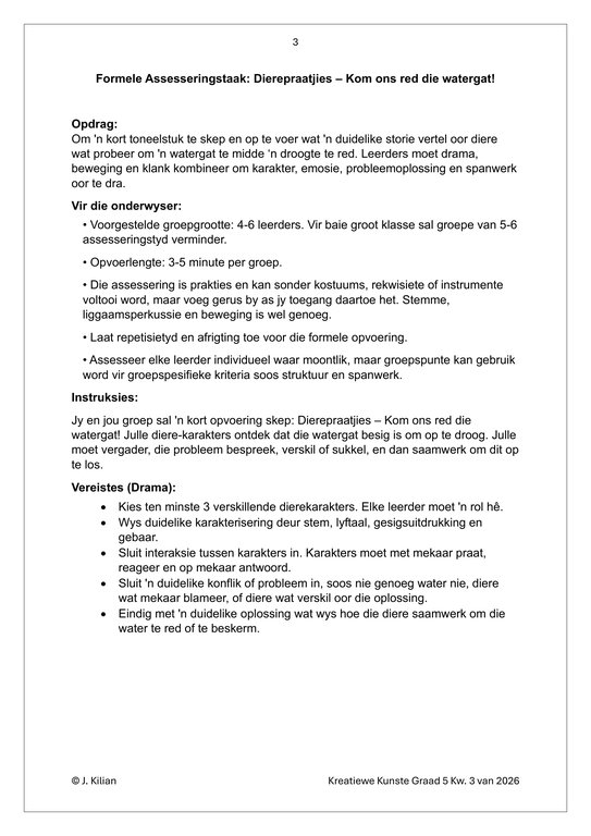 Dans Drama Musiek (DDM) Gr. 5 Assesseringstaak 2026 Kwartaal 3 - Image 3