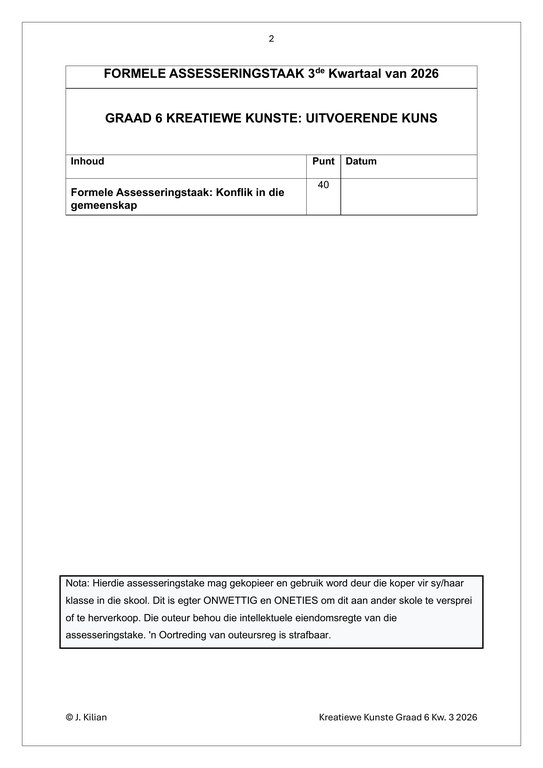 Dans Drama Musiek (DDM) Gr. 6 Assesseringstaak 2026 Kwartaal 3 - Image 2