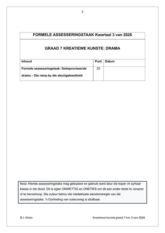 Drama (Afrikaans) Gr. 7 Assesseringstaak 2026 Kwartaal 3 - Image 2