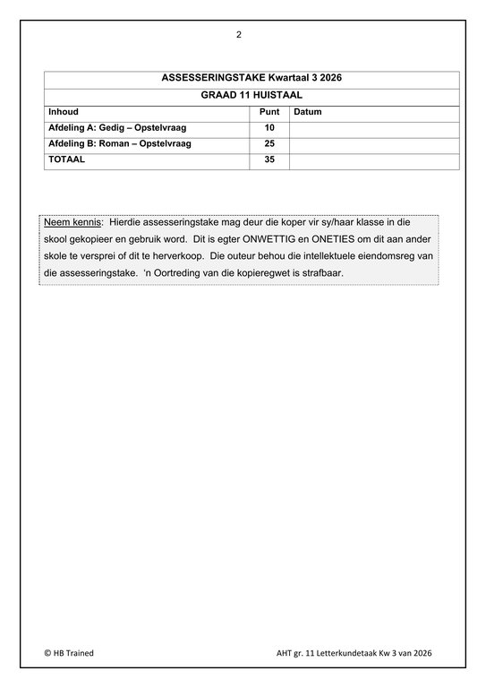 Afrikaans Huistaal Gr. 11 Assesseringstaak 2026 Kwartaal 3 Taak 8 - Image 2