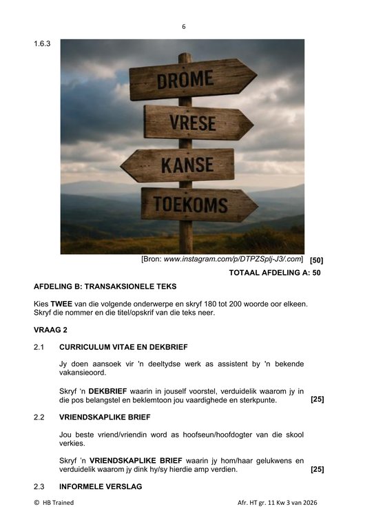 Afrikaans Huistaal Gr. 11 Assesseringstaak 2026 Kwartaal 3 Vraestel 3 - Image 5
