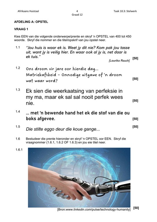 Afrikaans Huistaal Gr. 12 Assesseringstaak 2026 Kwartaal 3 Vraestel 3 - Image 3