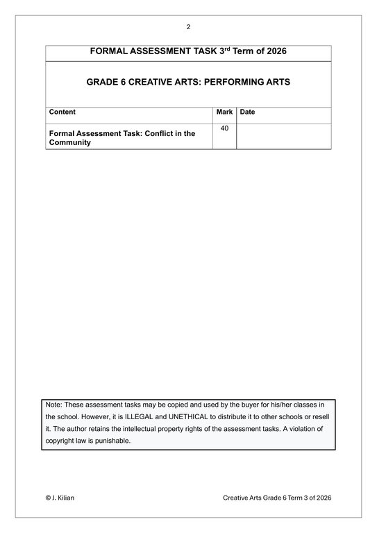 Dance Drama Music (DDM) Gr. 6 Assessment Task 2026 Term 3 - Image 2