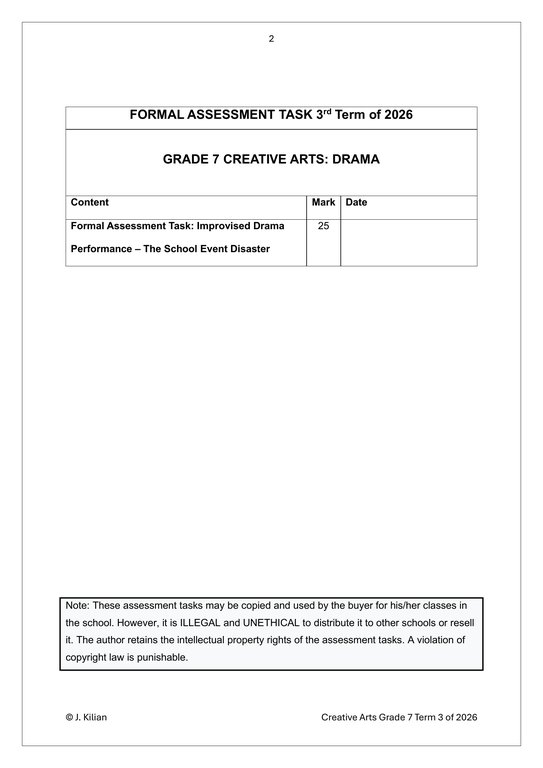 Drama (English) Gr. 7 Assessment Task 2026 Term 3 - Image 2