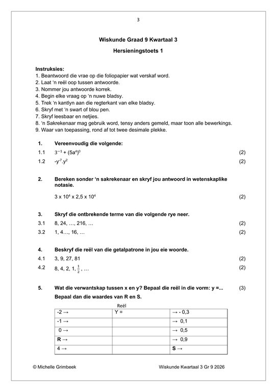 Wiskunde Gr. 9 Assesseringstaak 2026 Kwartaal 3 - Image 3