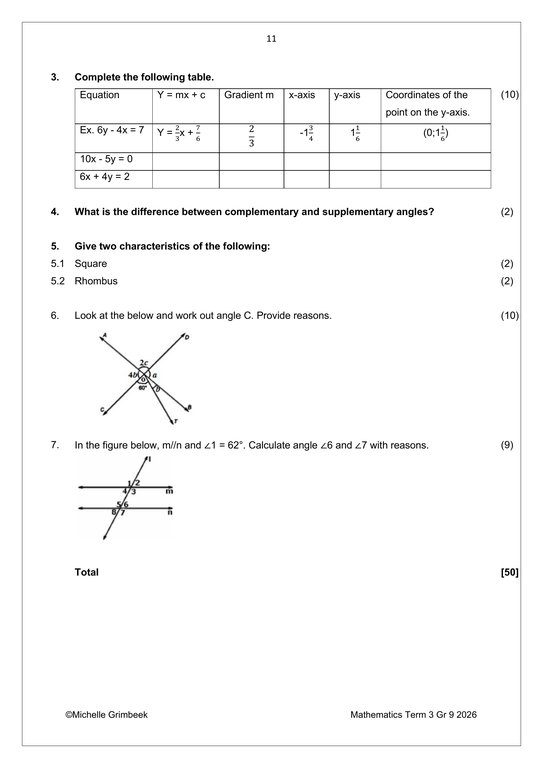 Mathematics Gr. 9 Assessment Task 2026 Term 3 - Image 5