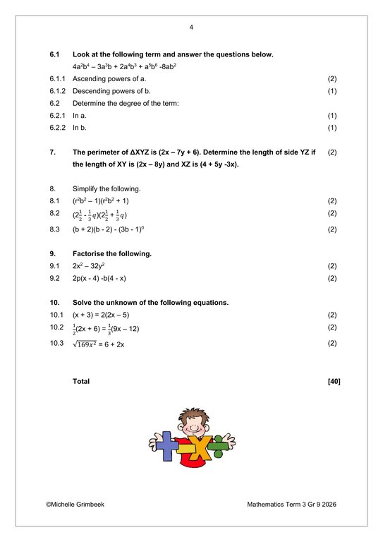 Mathematics Gr. 9 Assessment Task 2026 Term 3 - Image 3