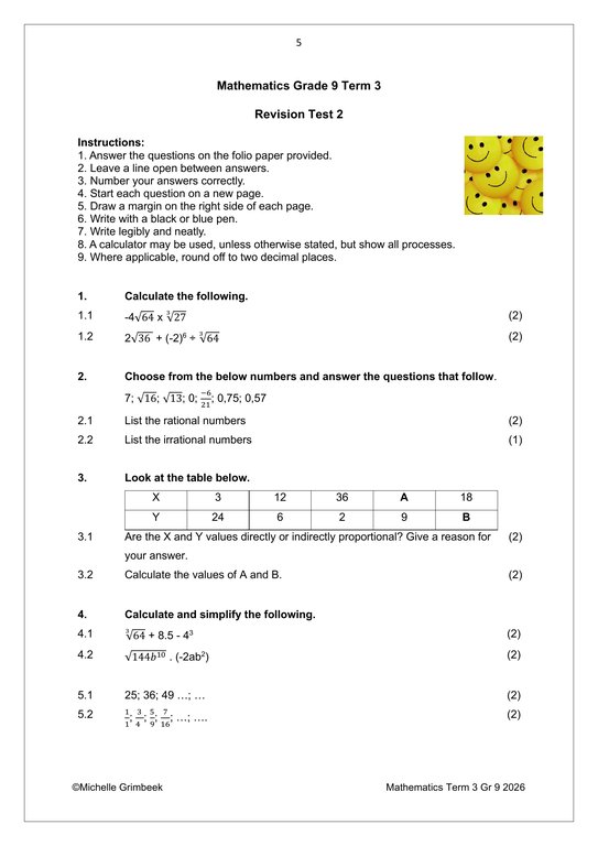 Mathematics Gr. 9 Assessment Task 2026 Term 3 - Image 4