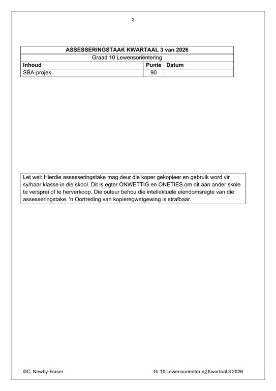 Lewensvaardighede (PSW) Gr. 10 Assesseringstaak 2026 Kwartaal 3 - Image 2