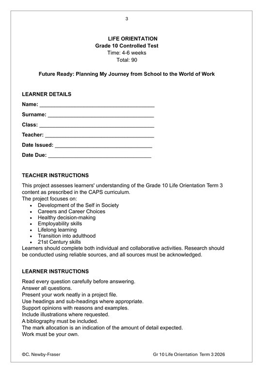 Life Skills (PSW) Gr. 10 Assessment Task 2026 Term 3 - Image 3