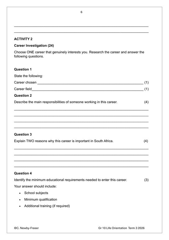 Life Skills (PSW) Gr. 10 Assessment Task 2026 Term 3 - Image 4