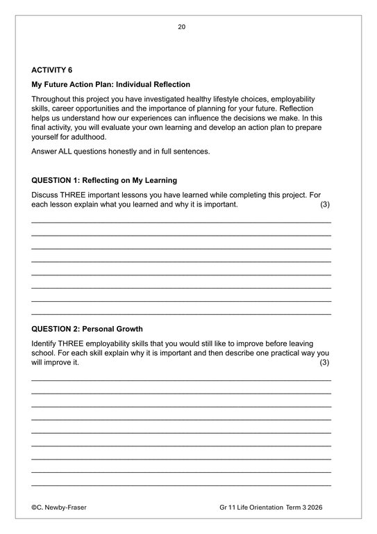 Life Skills (PSW) Gr. 11 Assessment Task 2026 Term 3 - Image 5