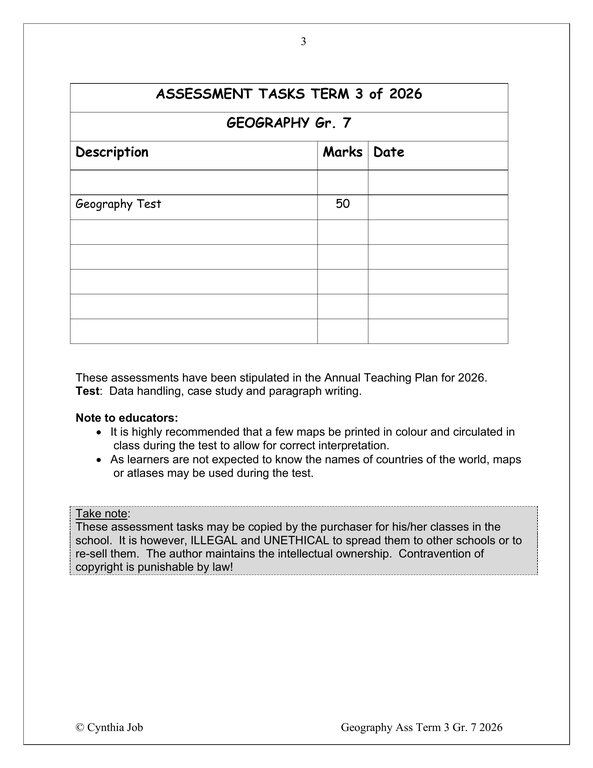 Social Sciences Geography Gr. 7 Assessment Task 2026 Term 3 - Image 2