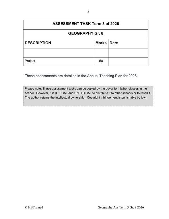 Social Sciences Geography Gr. 8 Assessment Task 2026 Term 3 - Image 2