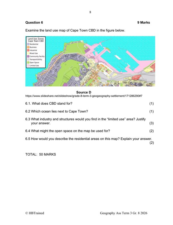 Social Sciences Geography Gr. 8 Assessment Task 2026 Term 3 - Image 4