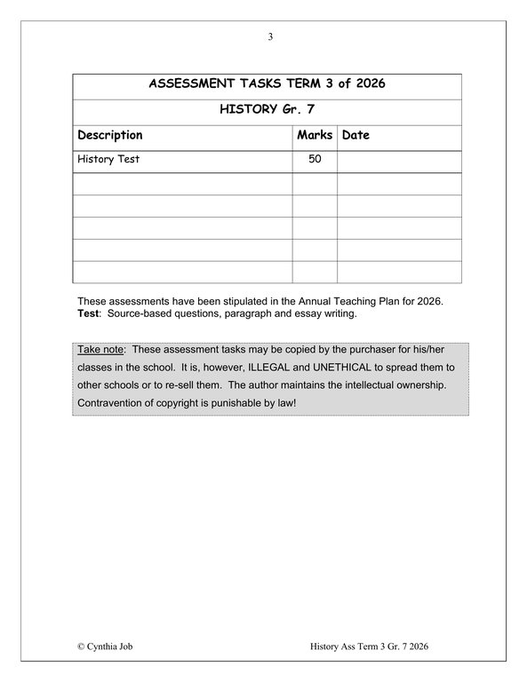 Social Sciences History Gr. 7 Assessment Task 2026 Term 3 - Image 2