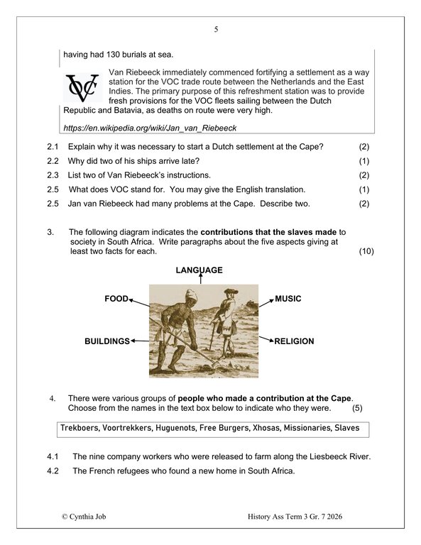 Social Sciences History Gr. 7 Assessment Task 2026 Term 3 - Image 3