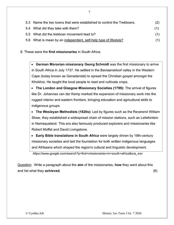 Social Sciences History Gr. 7 Assessment Task 2026 Term 3 - Image 4