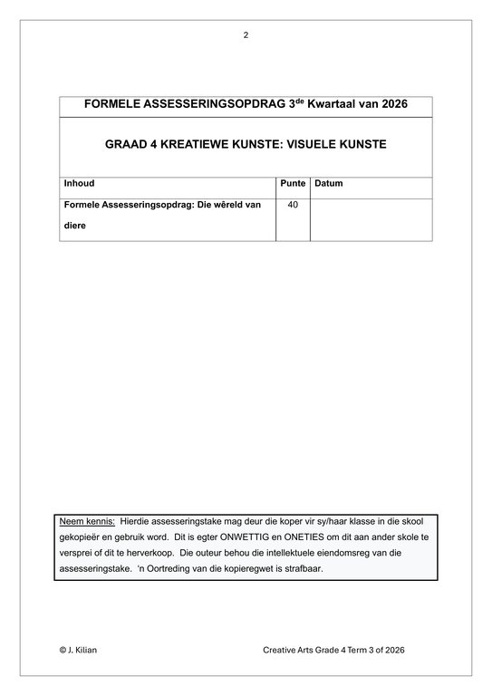 Visuele Kuns Gr. 4 Assesseringstaak 2026 Kwartaal 3 - Image 2